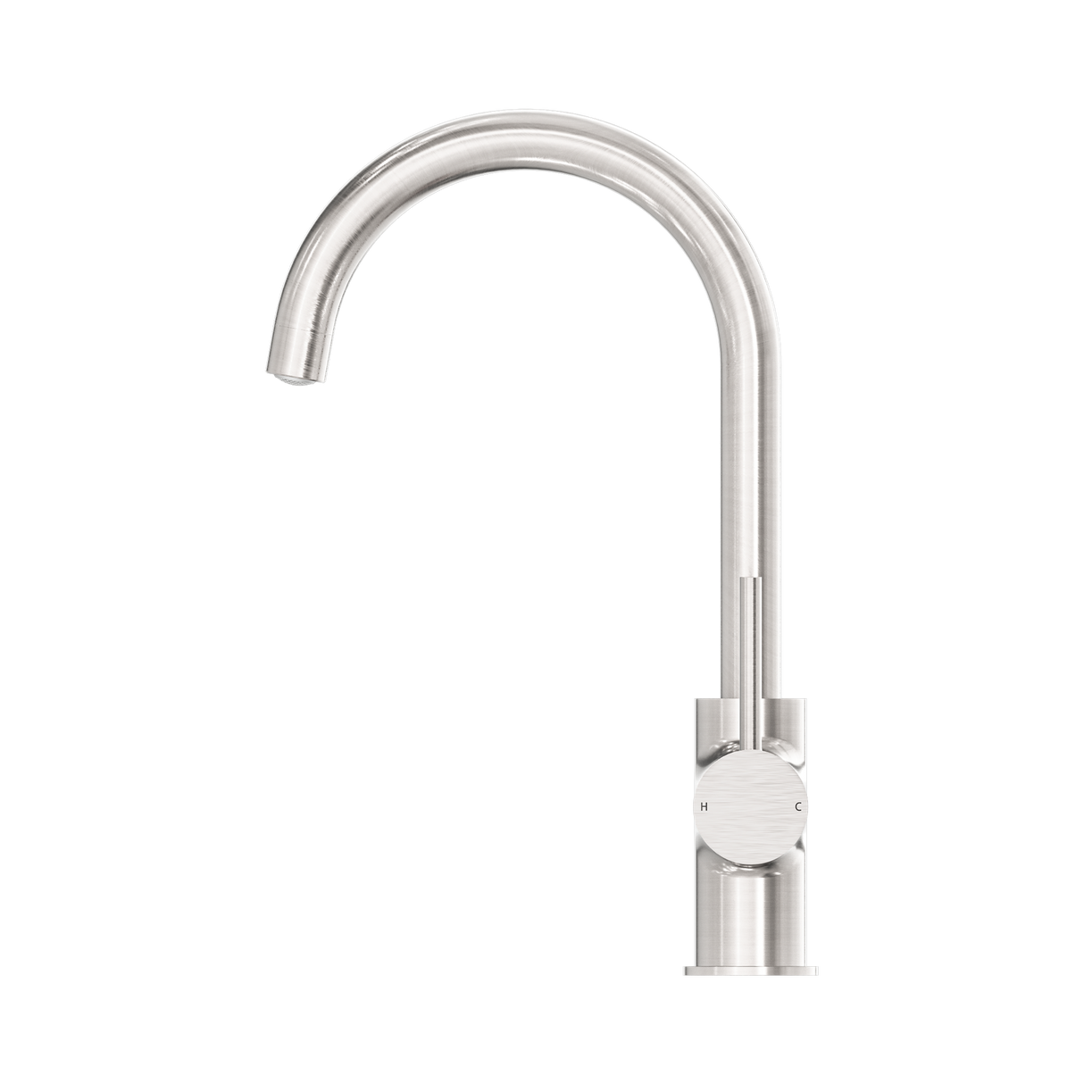 An image of Nero Tapware Dolce Kitchen Mixer Gooseneck Brushed Nickel