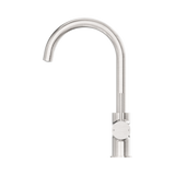 An image of Nero Tapware Dolce Kitchen Mixer Gooseneck Brushed Nickel