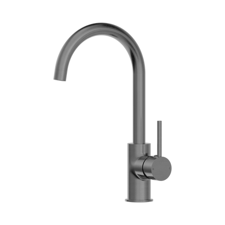 An image of Nero Tapware Dolce Kitchen Mixer Gooseneck Gun Metal