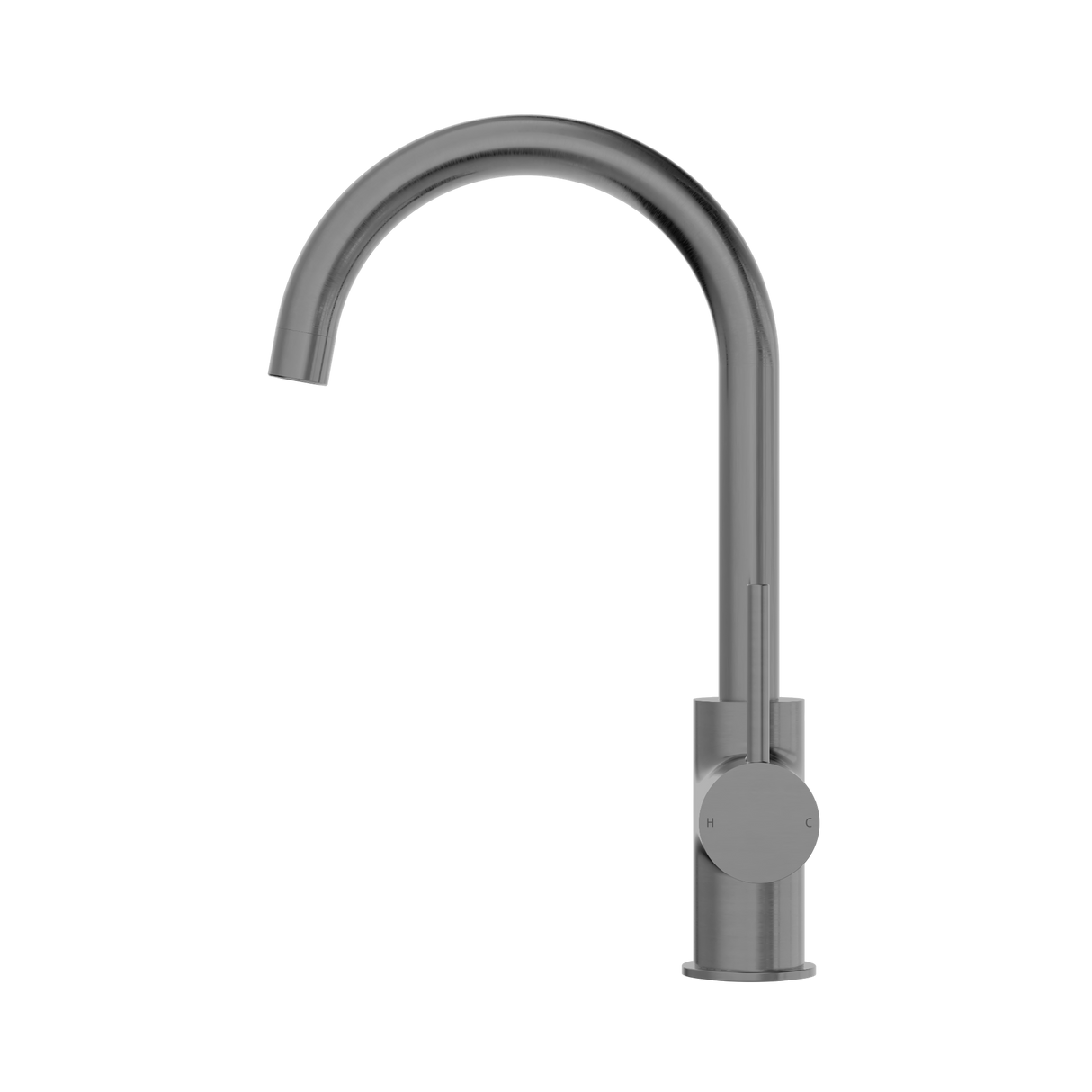 An image of Nero Tapware Dolce Kitchen Mixer Gooseneck Gun Metal