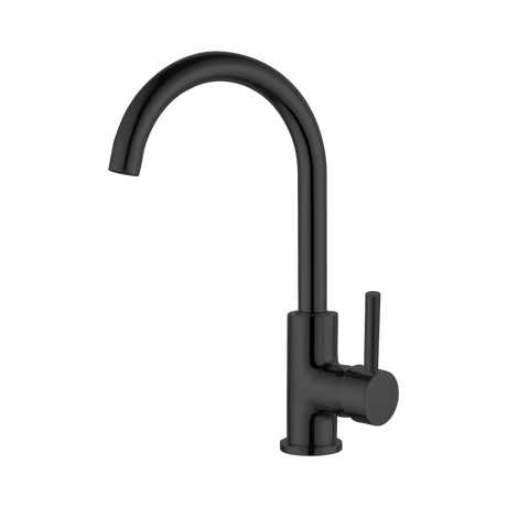 An image of Nero Tapware Dolce Kitchen Mixer Gooseneck Matte Black