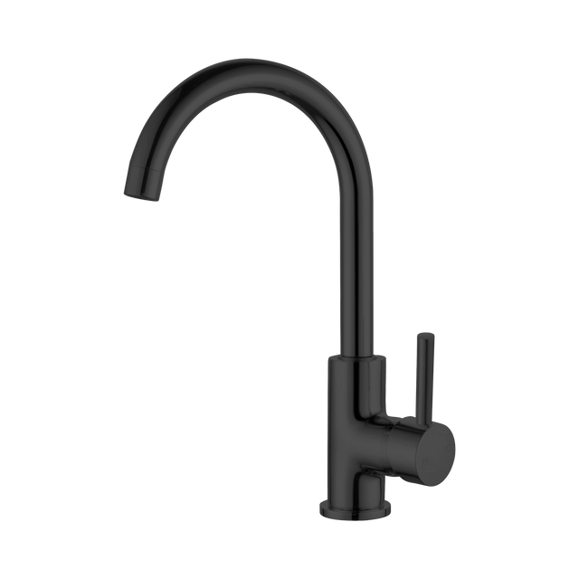 An image of Nero Tapware Dolce Kitchen Mixer Gooseneck Matte Black