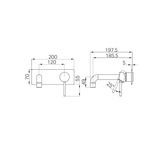 A line drawing of Nero Tapware Dolce Wall Basin/Bath Mixer Trim Kits Only Chrome