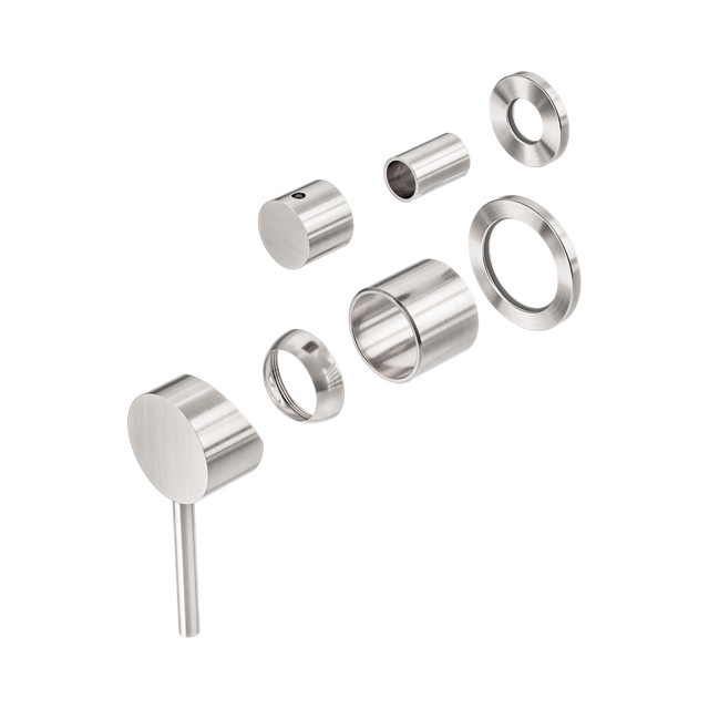 An image of Nero Tapware Dolce Shower Mixer With Diverter Separate Back Plate Trim Kits Only Brushed Nickel