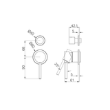 A line drawing of Nero Tapware Dolce Shower Mixer With Diverter Separate Back Plate Trim Kits Only Brushed Nickel