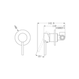 A line drawing of Nero Tapware Dolce Shower Mixer Chrome