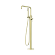 An image of Nero Tapware Opal Freestanding Bath Mixer With Hand Shower Brushed Gold