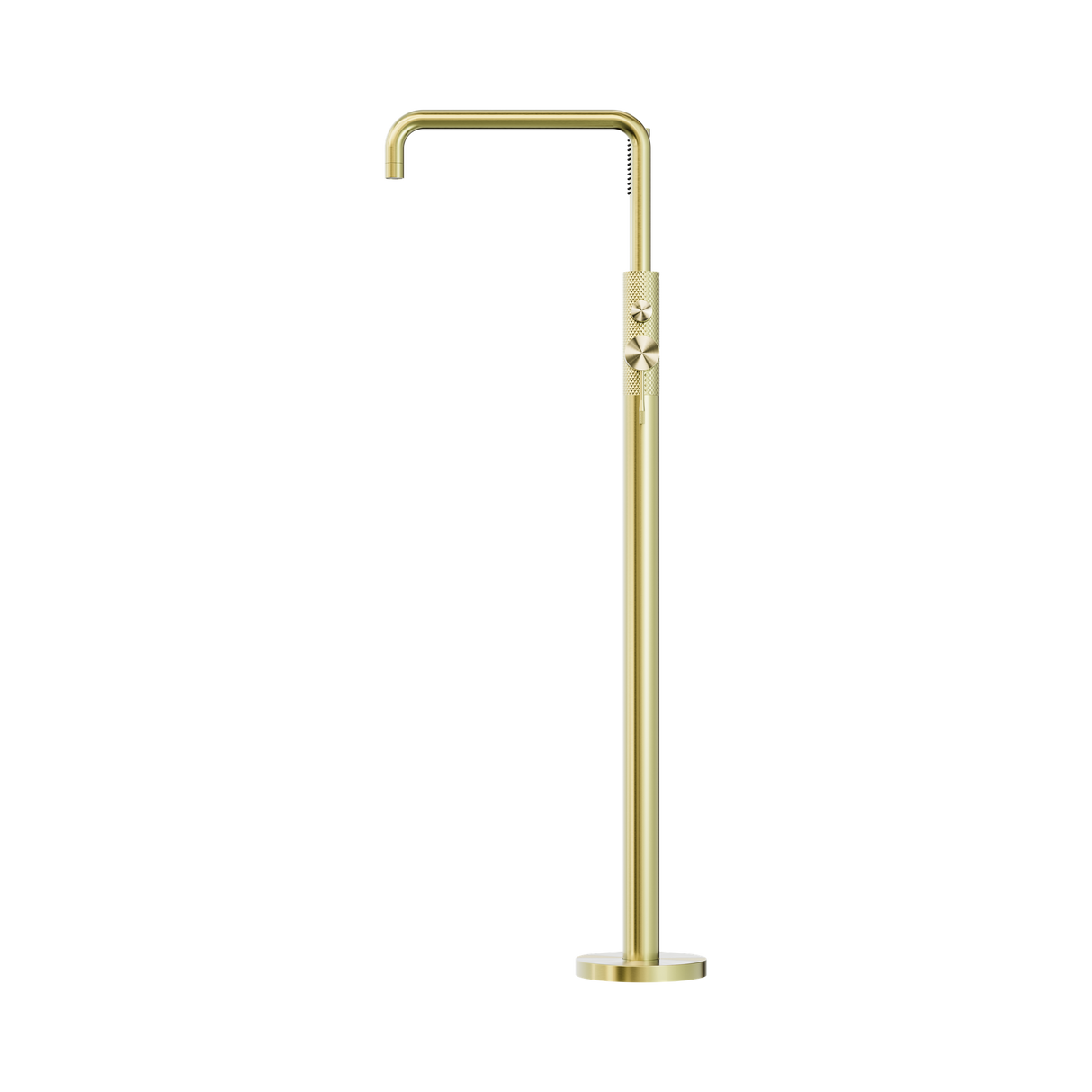 An image of Nero Tapware Opal Freestanding Bath Mixer With Hand Shower Brushed Gold