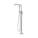 An image of Nero Tapware Opal Freestanding Bath Mixer With Hand Shower Brushed Nickel