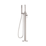 An image of Nero Tapware Opal Freestanding Bath Mixer With Hand Shower Brushed Nickel