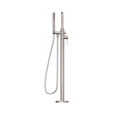 An image of Nero Tapware Opal Freestanding Bath Mixer With Hand Shower Brushed Nickel