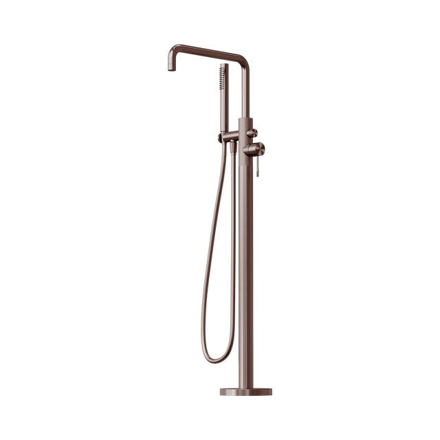 An image of Nero Tapware Opal Freestanding Bath Mixer With Hand Shower Brushed Bronze