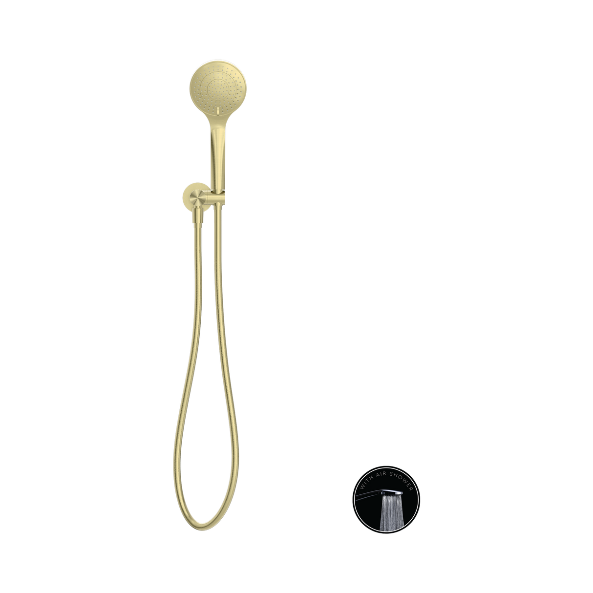 An image of Nero Tapware Opal Shower On Bracket With Air Shower Brushed Gold