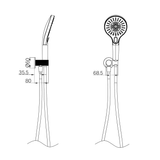 A line drawing of Nero Tapware Opal Shower On Bracket Brushed Gold