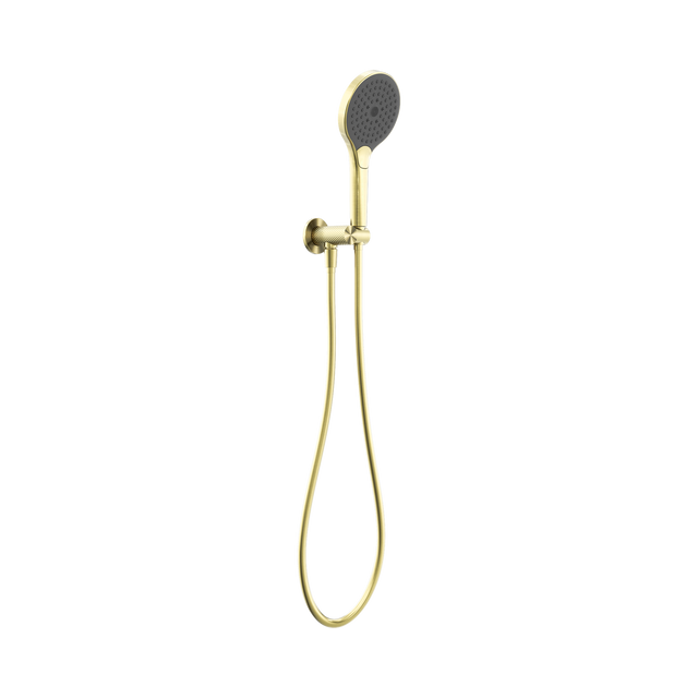 An image of Nero Tapware Opal Shower On Bracket With Air Shower II Brushed Gold