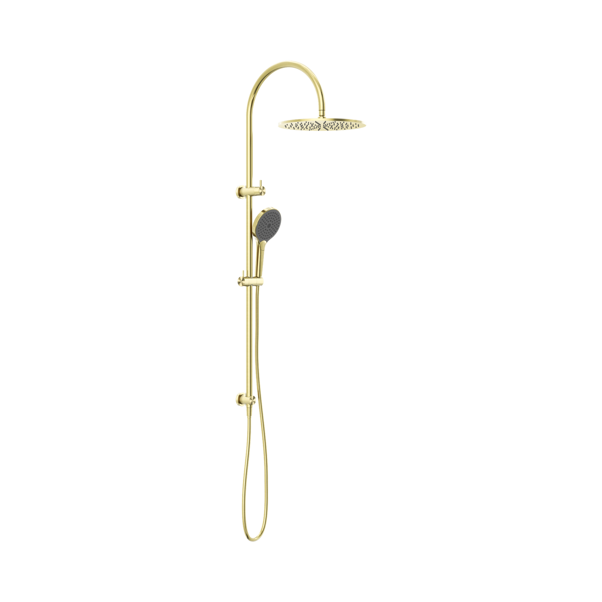 An image of Nero Tapware Opal Twin Shower With Air Shower II Brushed Gold