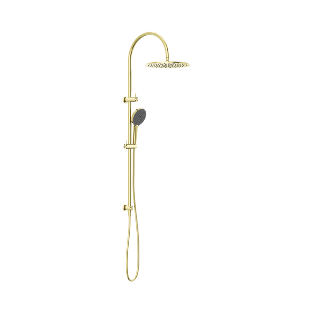 An image of Nero Tapware Opal Twin Shower With Air Shower II Brushed Gold