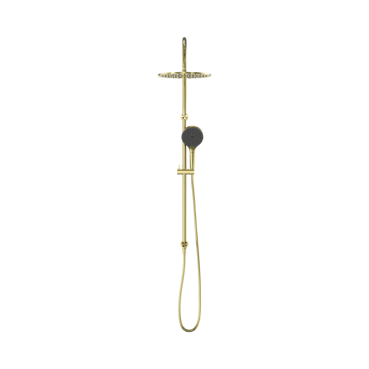 An image of Nero Tapware Opal Twin Shower With Air Shower II Brushed Gold
