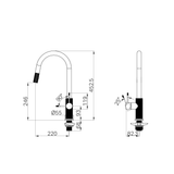 A line drawing of Nero Tapware Opal Pull Out Sink Mixer With Vegie Spray Function Brushed Bronze
