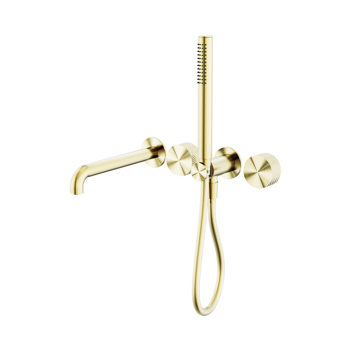 An image of Nero Tapware Opal Progressive Shower System Separate Plate With Spout 230mm Brushed Gold