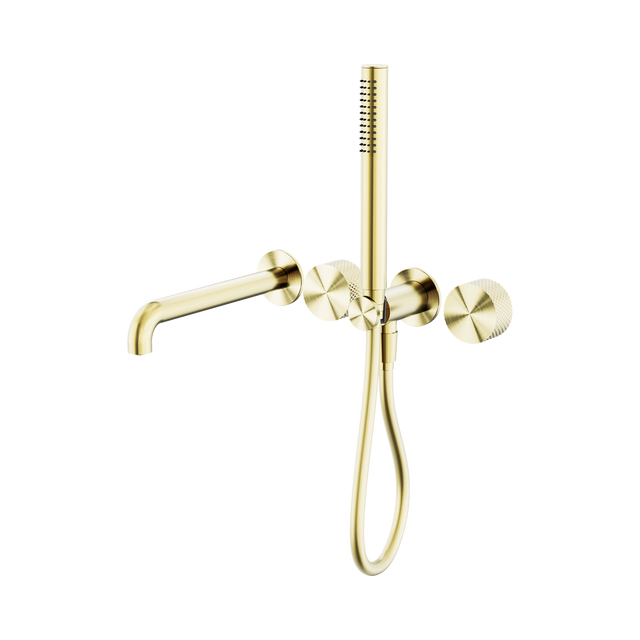 An image of Nero Tapware Opal Progressive Shower System Separate Plate With Spout 250mm Brushed Gold