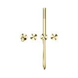An image of Nero Tapware Opal Progressive Shower System Separate Plate With Spout 250mm Brushed Gold