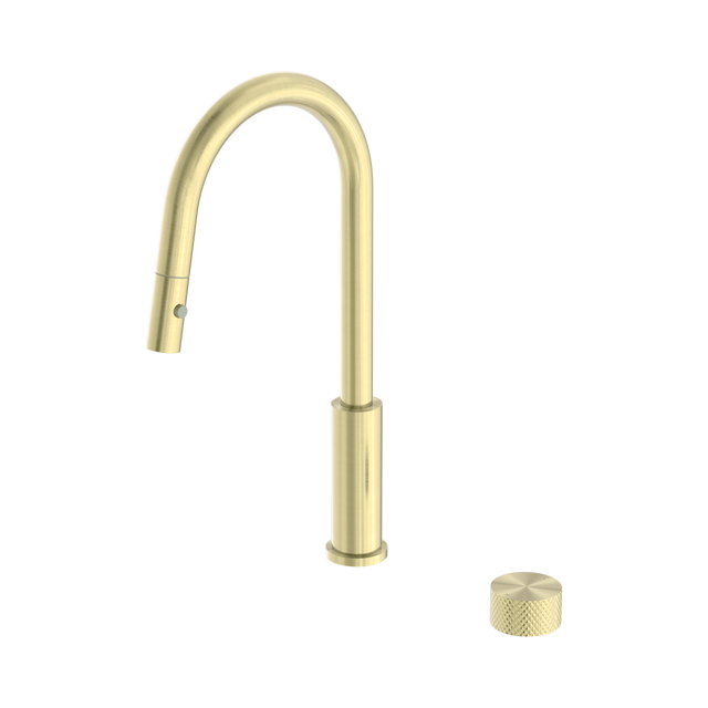 An image of Nero Tapware Opal Progressive Pull Out Kitchen Set Brushed Gold