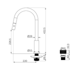 A line drawing of Nero Tapware Opal Progressive Pull Out Kitchen Set Brushed Bronze