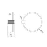 A line drawing of Nero Tapware Opal Towel Ring Graphite