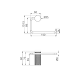 A line drawing of Nero Tapware Opal Toilet Roll Holder Graphite