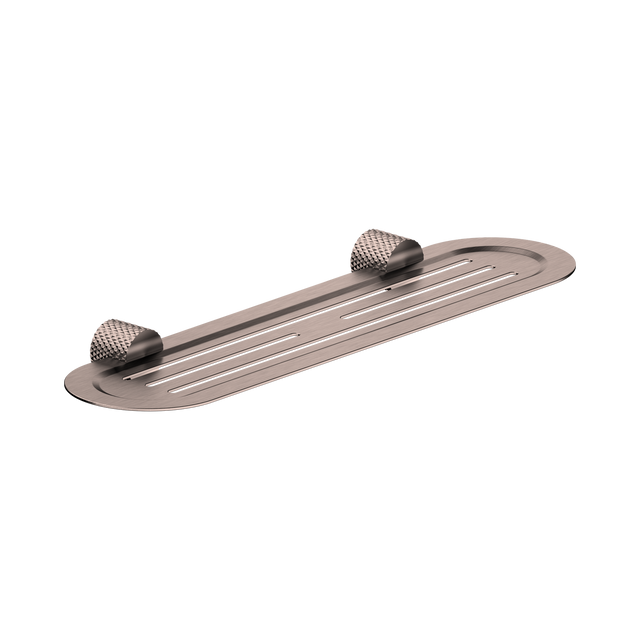 An image of Nero Tapware Opal Metal Shower Shelf Brushed Bronze