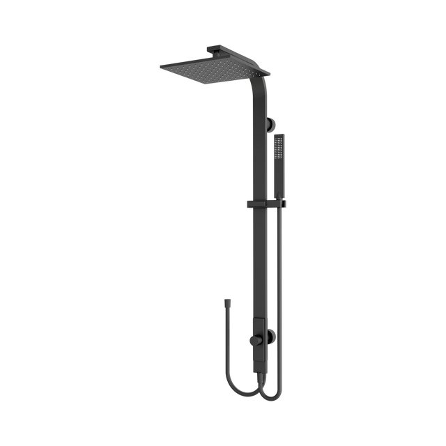 An image of Nero Tapware Astra Rain Square Twin Shower Double Hose Matte Black