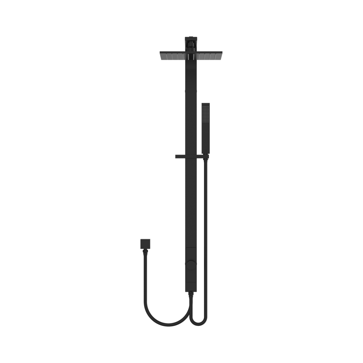 An image of Nero Tapware Astra Rain Square Twin Shower Double Hose Matte Black