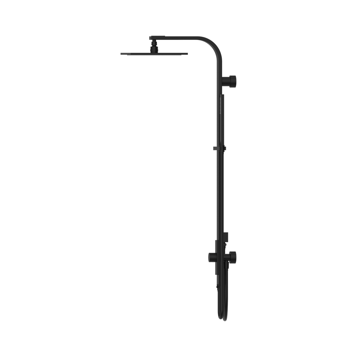 An image of Nero Tapware Astra Rain Square Twin Shower Double Hose Matte Black