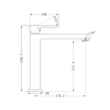 A line drawing of Nero Tapware Ecco Tall Basin Mixer Chrome