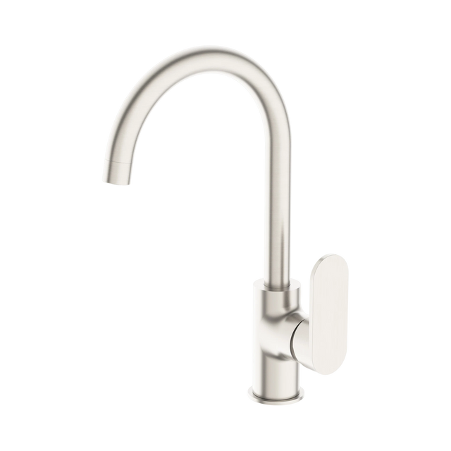 An image of Nero Tapware Ecco Kitchen Mixer Brushed Nickel