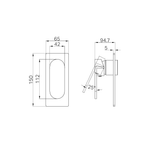 A line drawing of Nero Tapware Ecco Shower Mixer Trim Kits Only Brushed Nickel