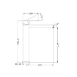 A line drawing of Nero Tapware Celia Tall Basin Mixer Chrome