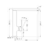 A line drawing of Nero Tapware Celia Kitchen Mixer Chrome