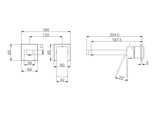 A line drawing of Nero Tapware Celia Wall Basin/Bath Mixer Separate Back Plate Trim Kits Only Chrome