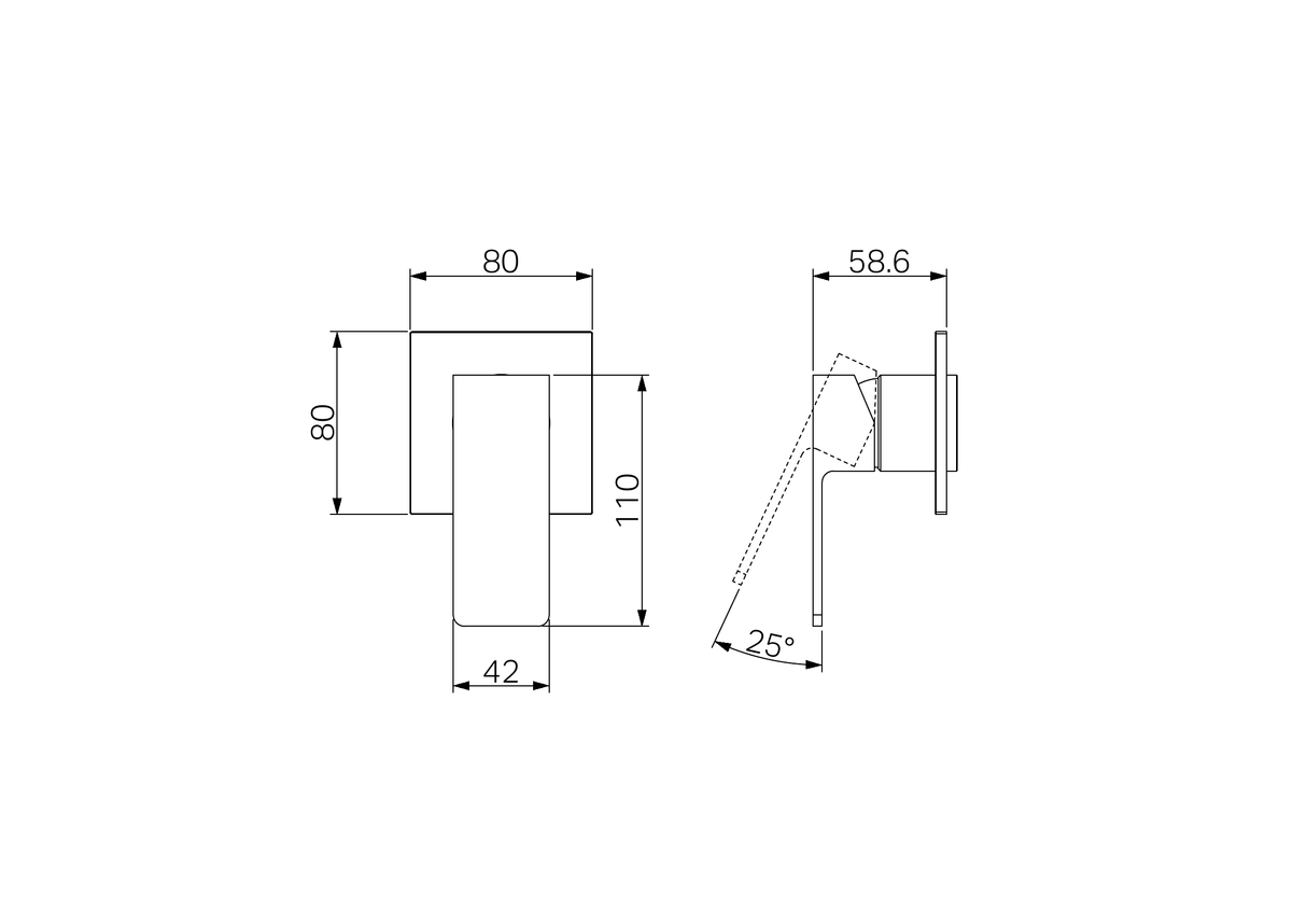 A line drawing of Nero Tapware Celia Shower Mixer Trim Kits Only Chrome