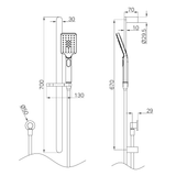 A line drawing of Nero Tapware Bianca Shower Rail Matte Black