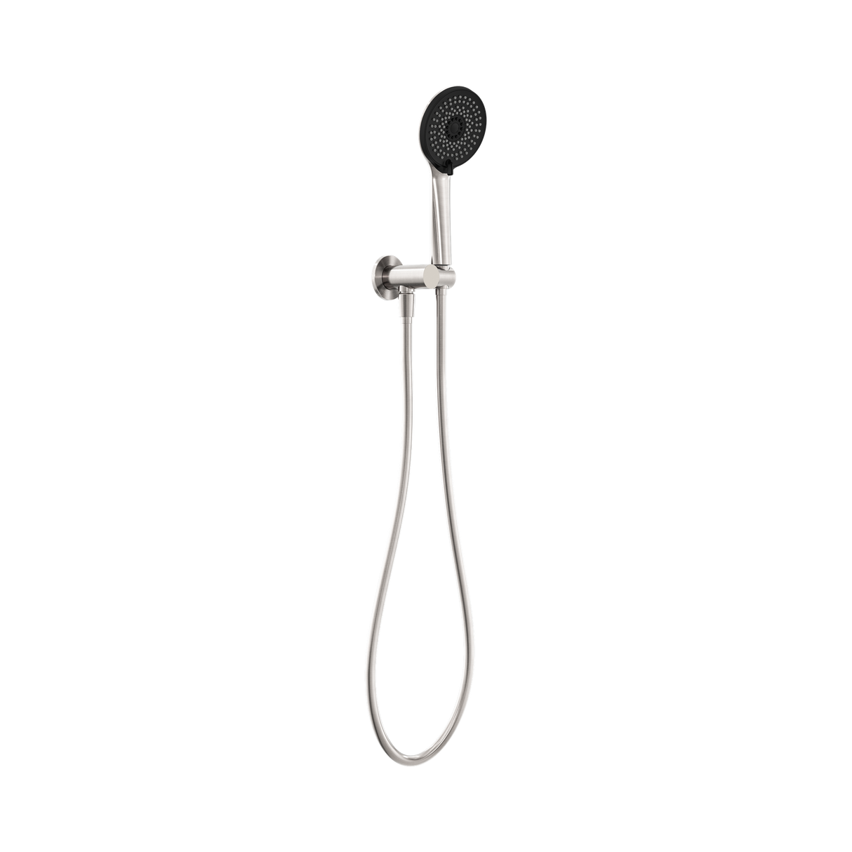 An image of Nero Tapware Project Round Shower On Bracket 4 Star Rating Brushed Nickel