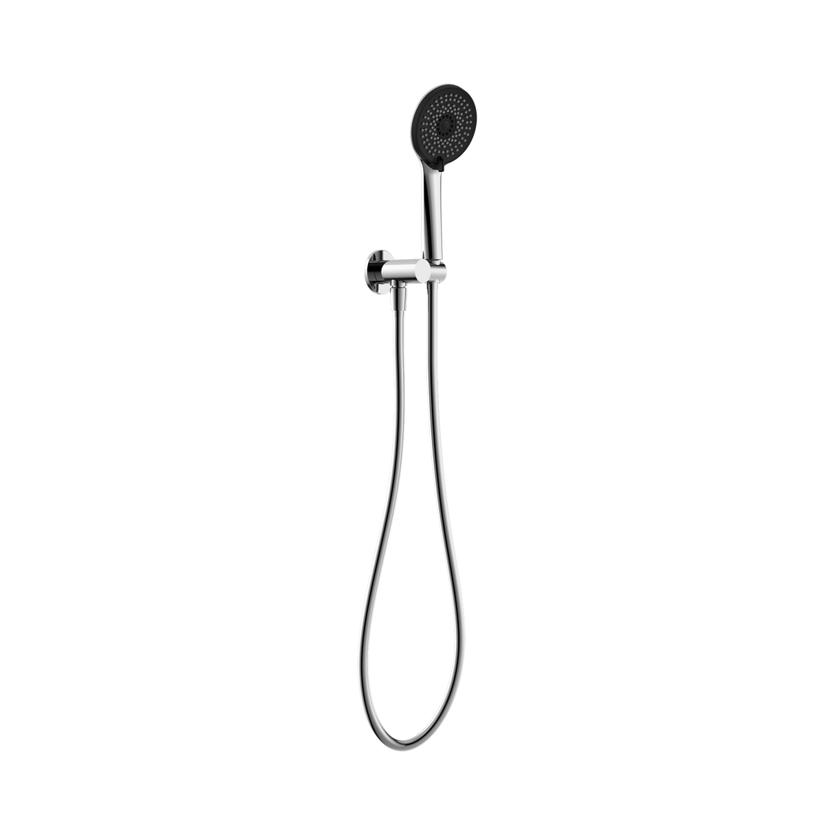 An image of Nero Tapware Project Round Shower On Bracket 4 Star Rating Chrome