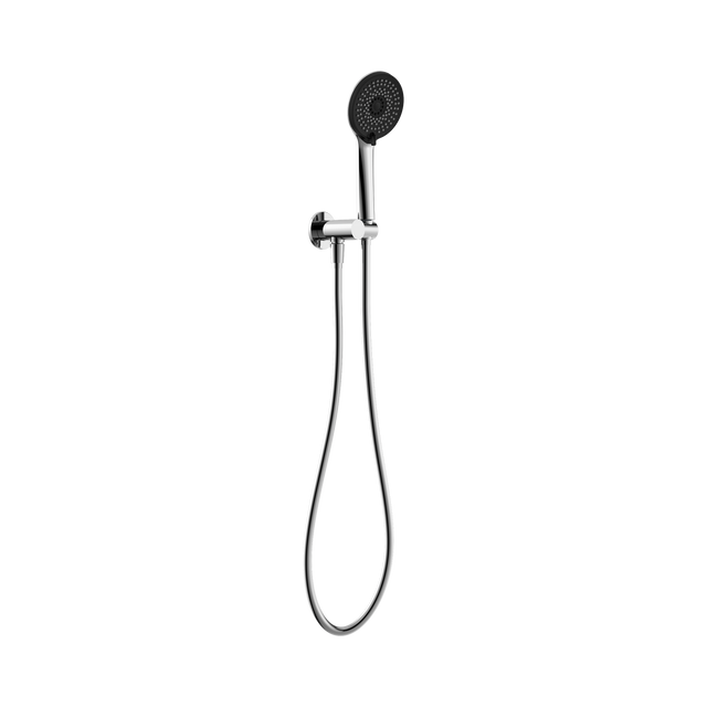 An image of Nero Tapware Project Round Shower On Bracket 4 Star Rating Chrome
