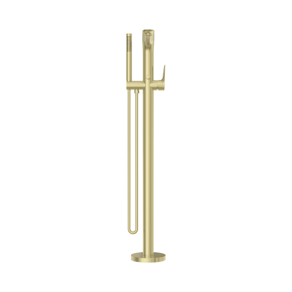 An image of Nero Tapware Bianca Freestanding Bath Mixer With Hand Shower Brushed Gold
