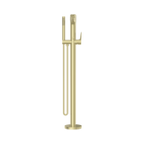 An image of Nero Tapware Bianca Freestanding Bath Mixer With Hand Shower Brushed Gold