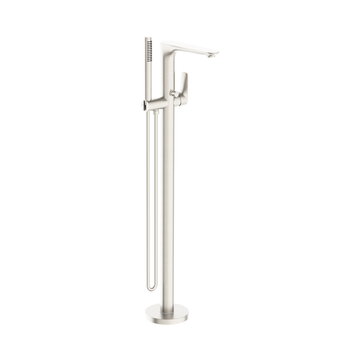 An image of Nero Tapware Bianca Freestanding Bath Mixer With Hand Shower Brushed Nickel