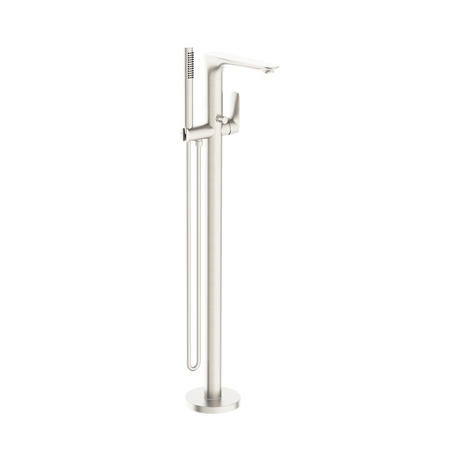 An image of Nero Tapware Bianca Freestanding Bath Mixer With Hand Shower Brushed Nickel