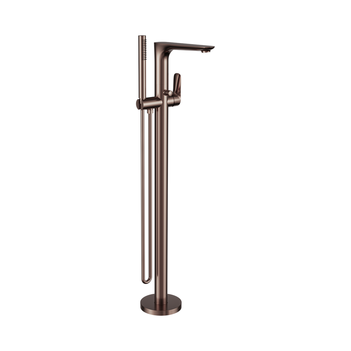An image of Nero Tapware Bianca Freestanding Bath Mixer With Hand Shower Brushed Bronze